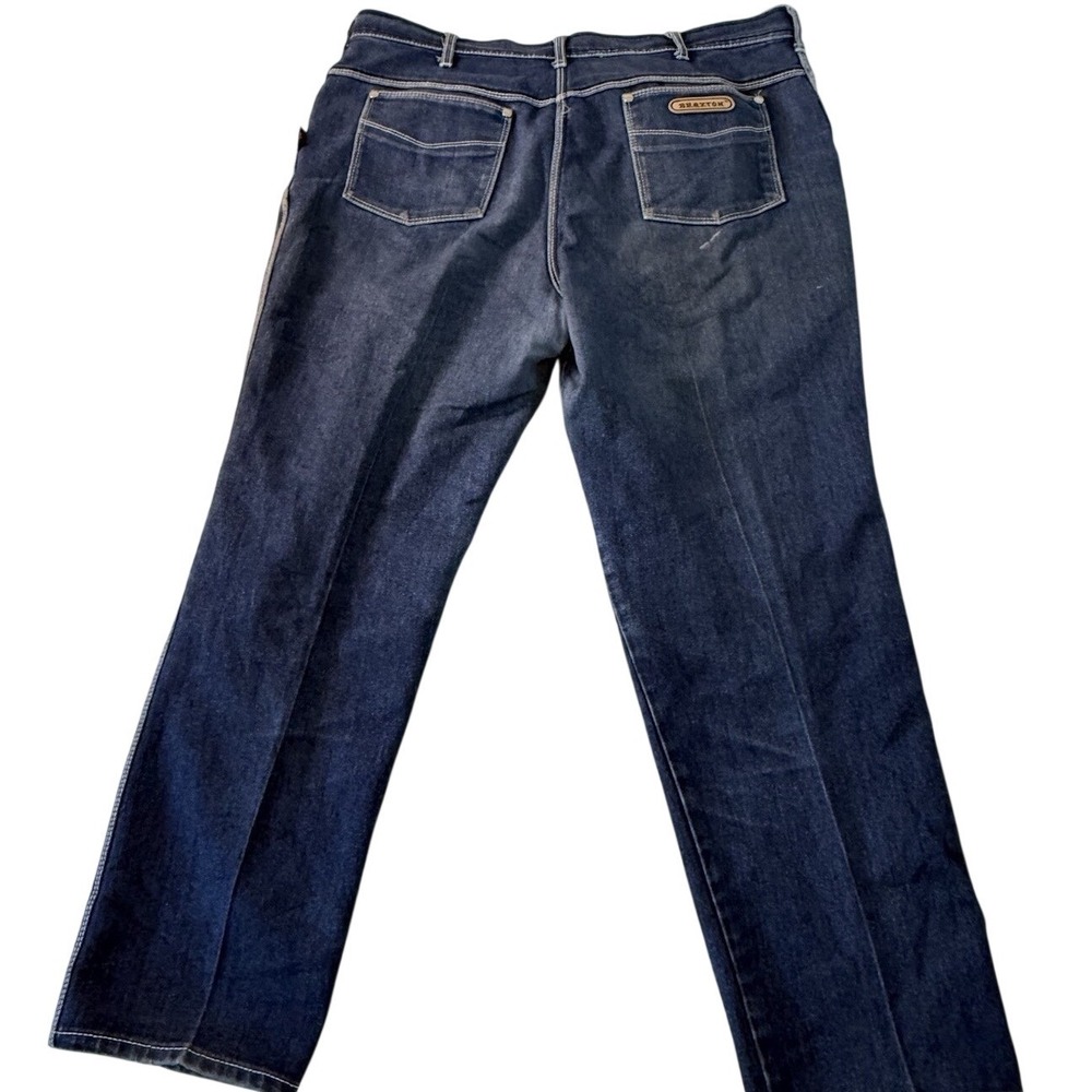Braxton Stretch Jeans Mens 38x22 Dark Wash Straight Leg Denim Blue Pants